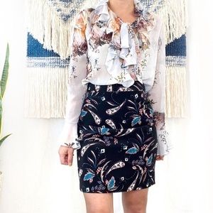 Ann Taylor Factory Black Paisley Skirt